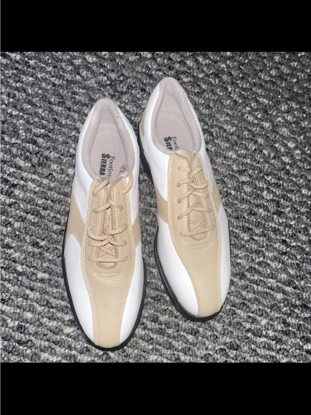 FootJoy Women's White and Beige Lace-Up Golf Sneakers